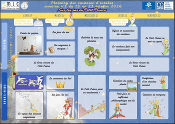 Planning des vacances d octobre semaine du 19 au 23 octobre 2026 c