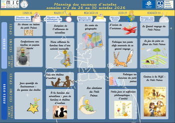 Planning des vacances d octobre semaine du 26 au 30 octobre 2026 c