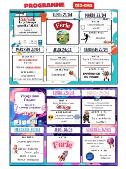 Programme vacances printemps ce2 cm2 2025